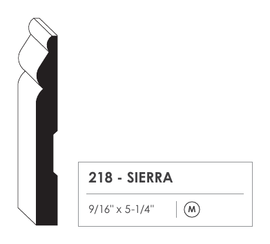 5 1/4 inch primed MDF baseboard profile 218 cross section