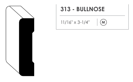 Primed MDF door casing profile 313 cross section