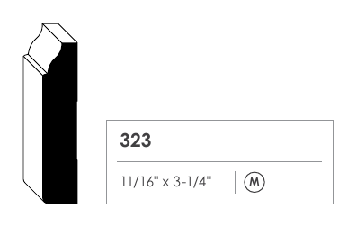 Primed MDF door casing profile 323 cross section