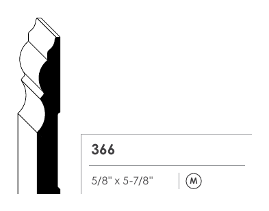 Primed MDF baseboard profile 366 cross section