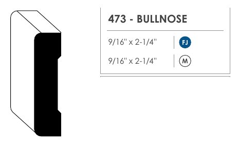Primed MDF door casing profile 473 cross section