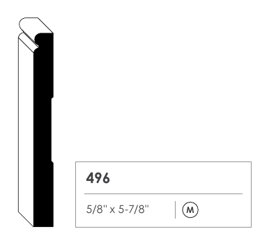 Primed MDF baseboard profile 496 cross section