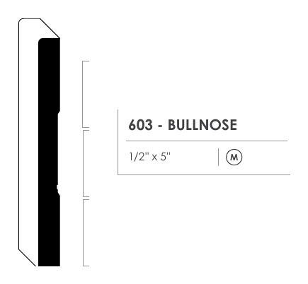 Primed MDF baseboard profile 603 cross section