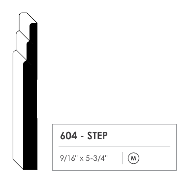Primed MDF baseboard profile 604 cross section