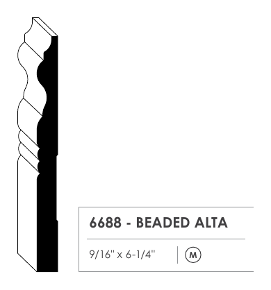 Primed MDF baseboard profile 6688 cross section