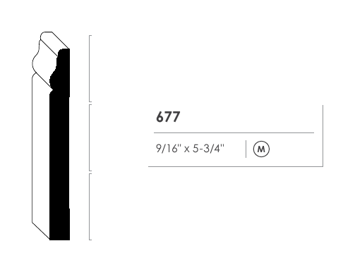 Primed MDF baseboard profile 677 cross section